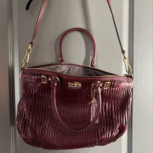 Limited Edition COACH Gathered Large Burgundy Leather Bag Madison Lindsey 18643